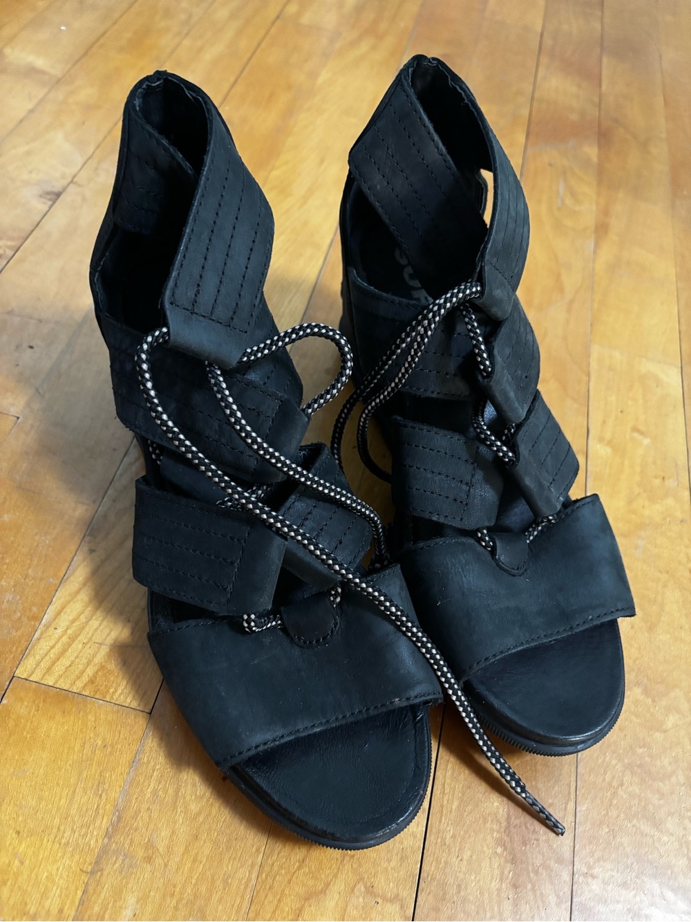 Sorel Black Lace-Up Gladiator Heels